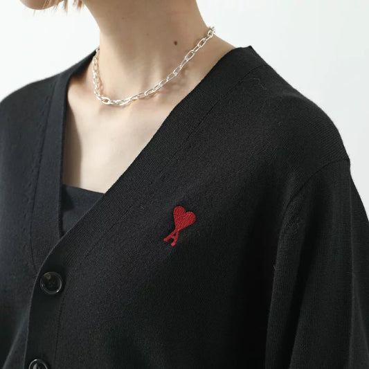 AMI PARIS BLACK WOMEN'S CARDIGAN