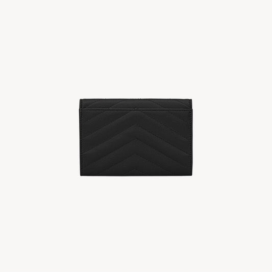 YSL CASSANDRE MATELASSÉ SMALL ENVELOPE WALLET IN GRAIN DE POUDRE LEATHER