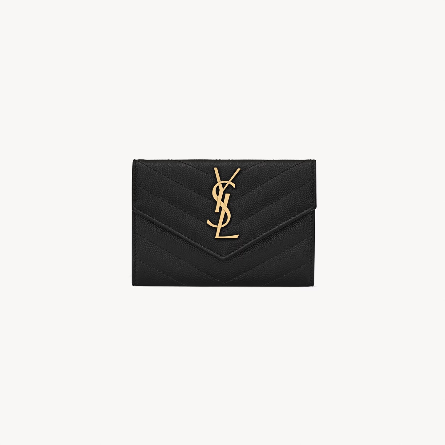 YSL CASSANDRE MATELASSÉ SMALL ENVELOPE WALLET IN GRAIN DE POUDRE LEATHER