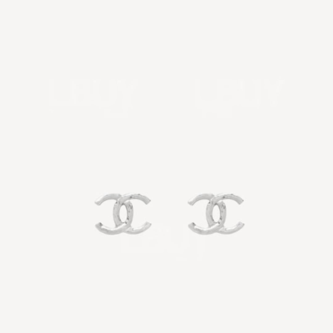 CHANEL CC LOGO EARRINGS SILVER(ABH288)