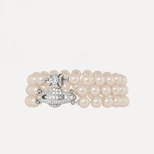 VIVIENNE WESTWOOD GRAZIELLA THREE ROW PEARL BRACELET(6103006L-02P132)