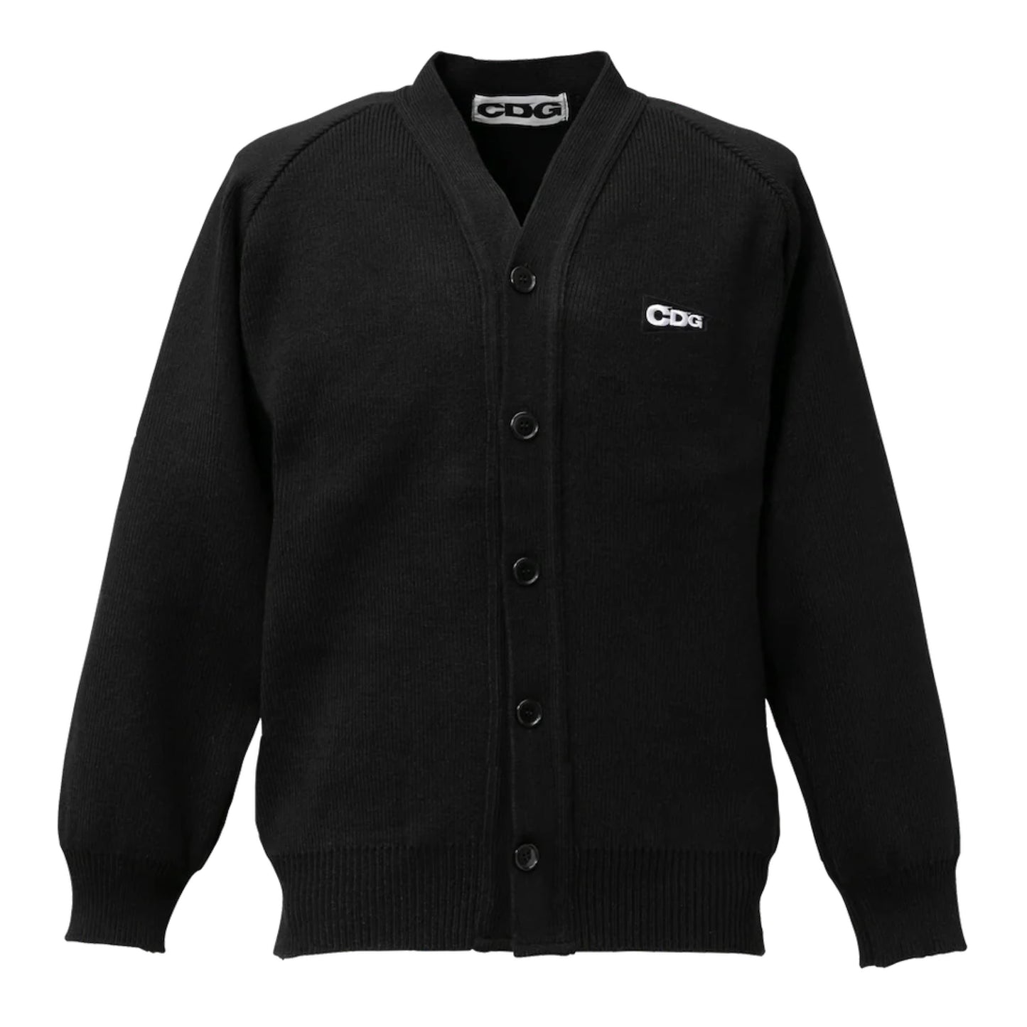 COMME DES GARCONS CDG CDG PATCH V-NECK SCHOOL CARDIGAN