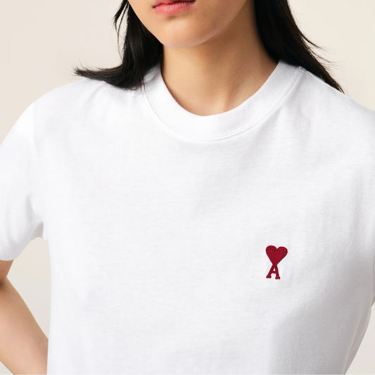 AMI PARIS WHITE COTTON AMI DE COEUR TEE