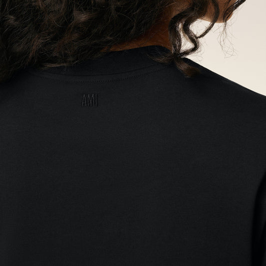 AMI PARIS BLACK COTTON AMI DE COEUR TEE