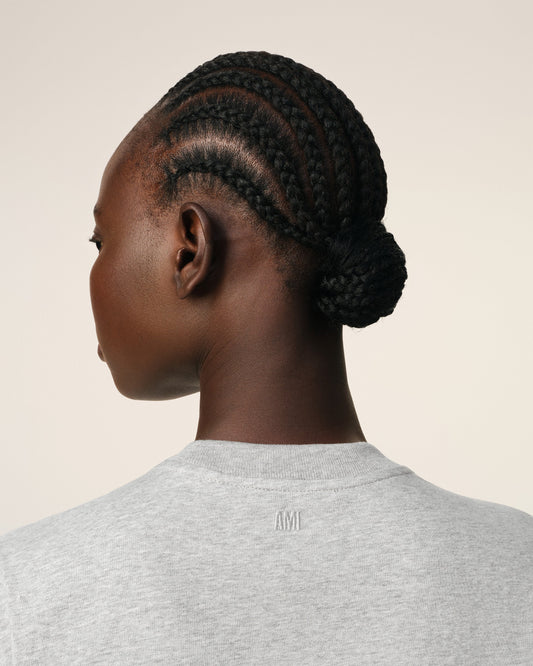 AMI PARIS GREY COTTON AMI DE COEUR TEE