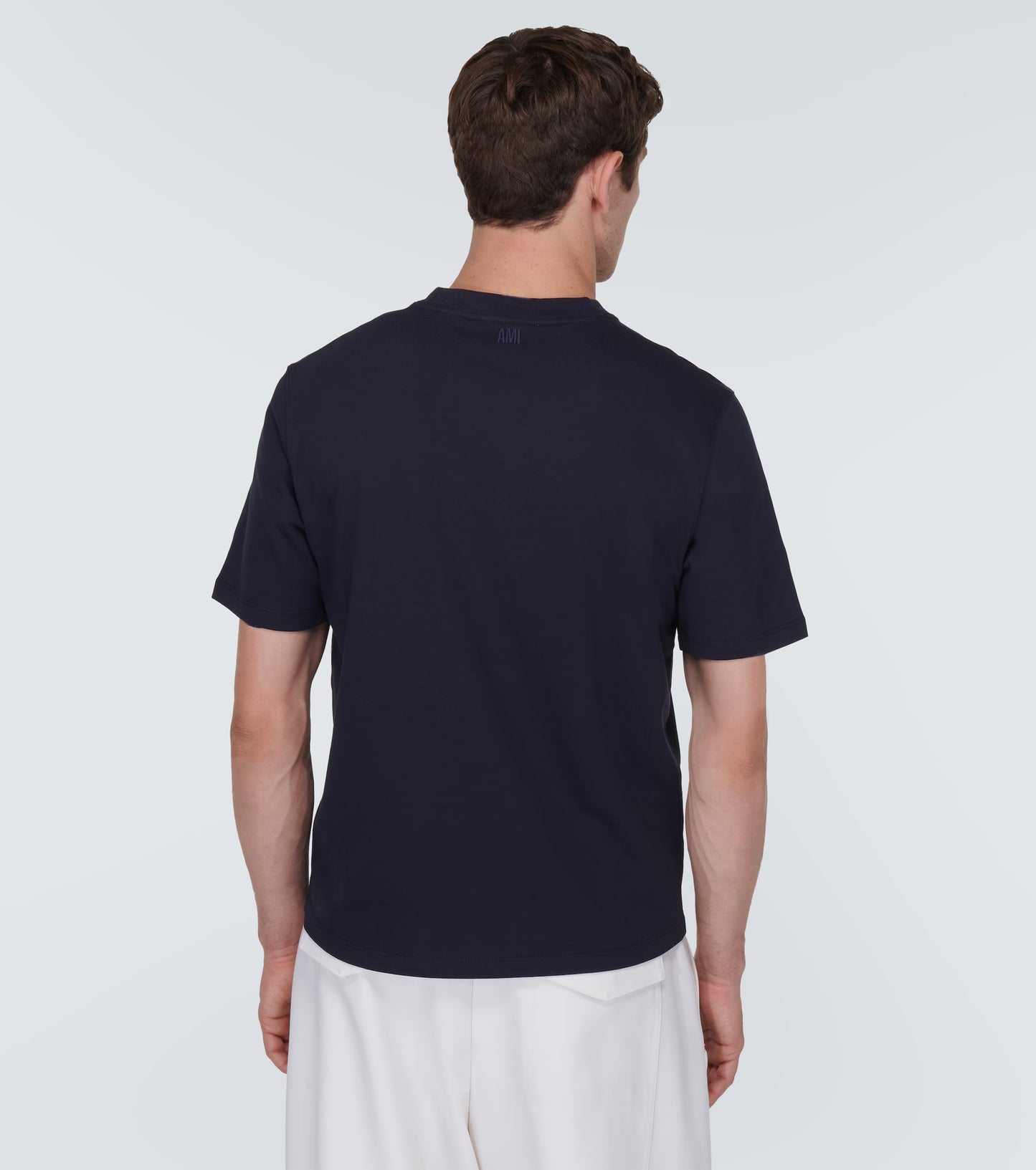 AMI PARIS BLUE COTTON AMI DE COEUR TEE