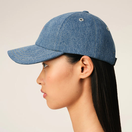 AMI PARIS BLUE COTTON AMI DE COEUR EMBROIDERY CAP