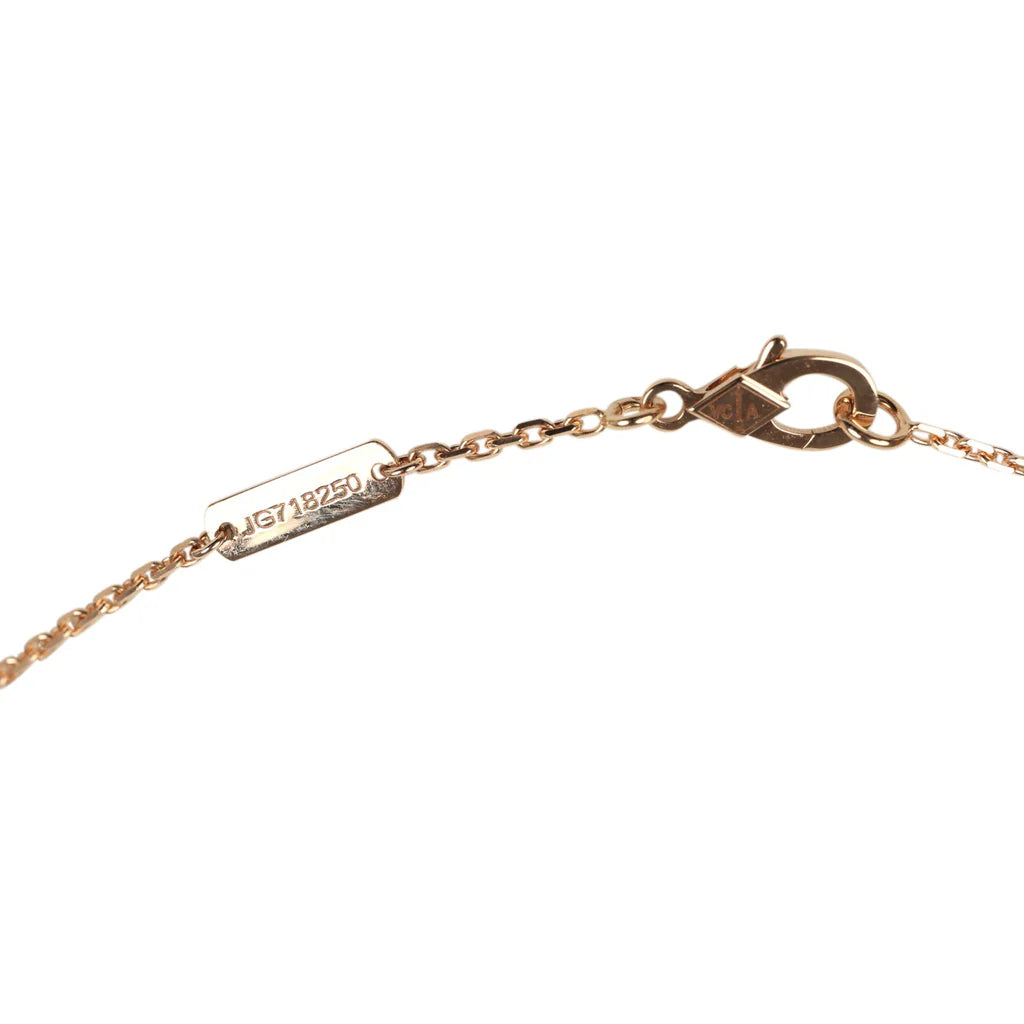 VAN CLEEF & ARPELS 2025 HOLIDAY VINTAGE ALHAMBRA PENDANT NECKLACE PINK MOTHER OF PEARL 18K ROSE GOLD HARDWARE & DIAMONDS