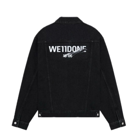 WE11DONE BLACK 1506 LOGO LOOSE FIT DENIM JACKET