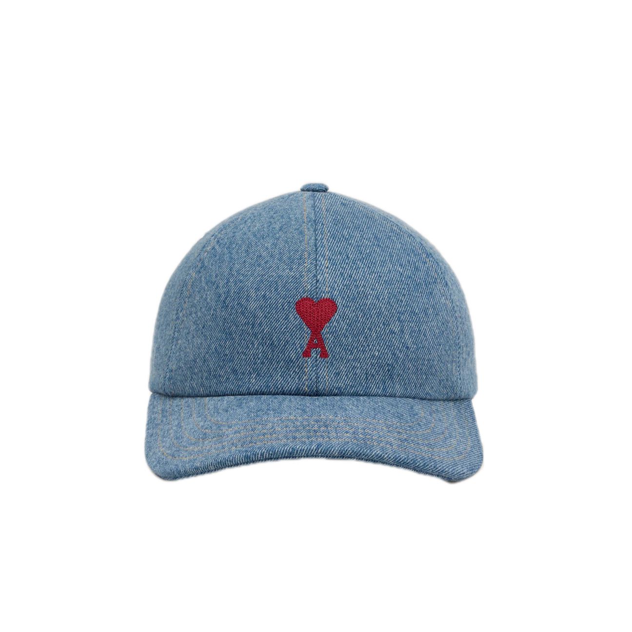 AMI PARIS BLUE COTTON AMI DE COEUR EMBROIDERY CAP