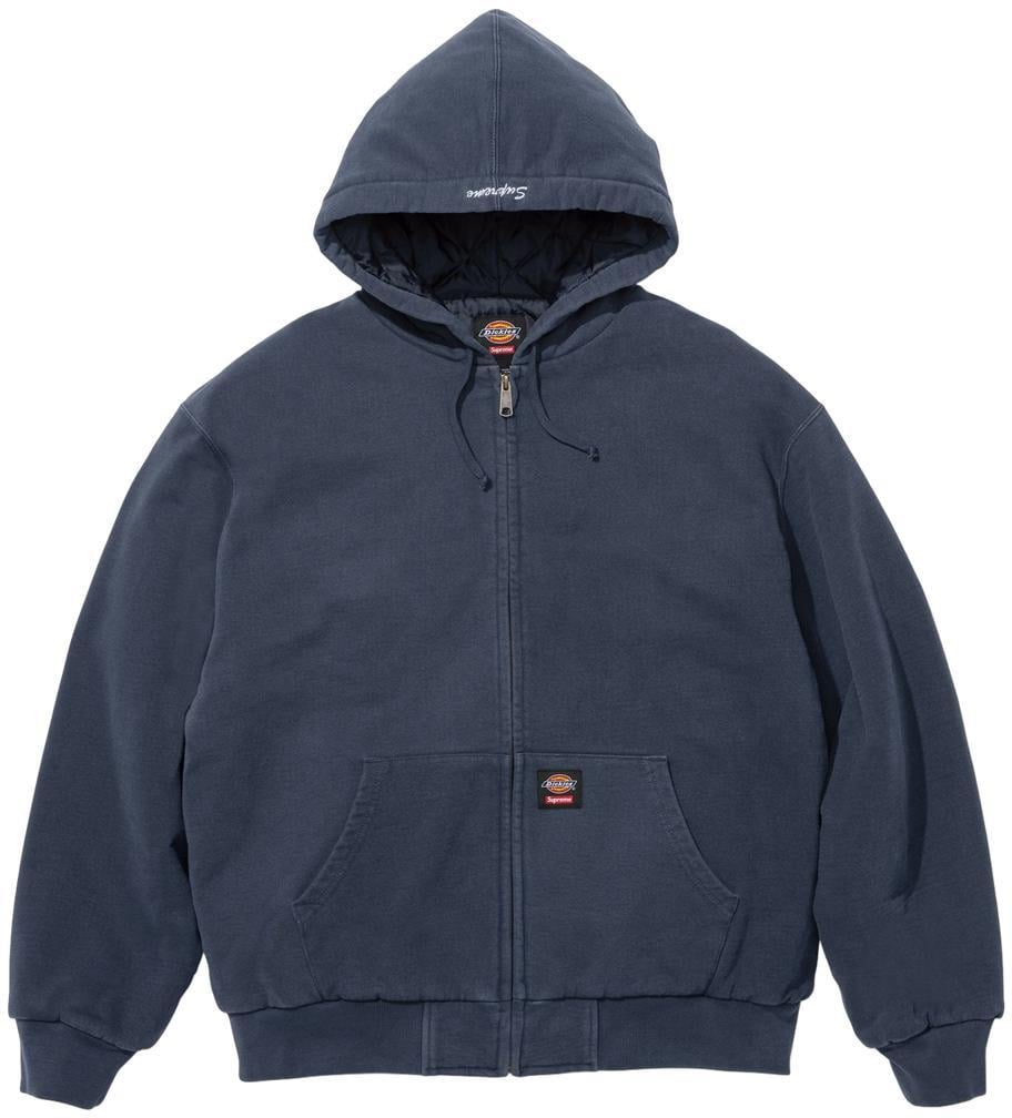 SUPREME 24FW X DICKIES QUILTED LINED ZIP UP HOODED SWEATSHIRT