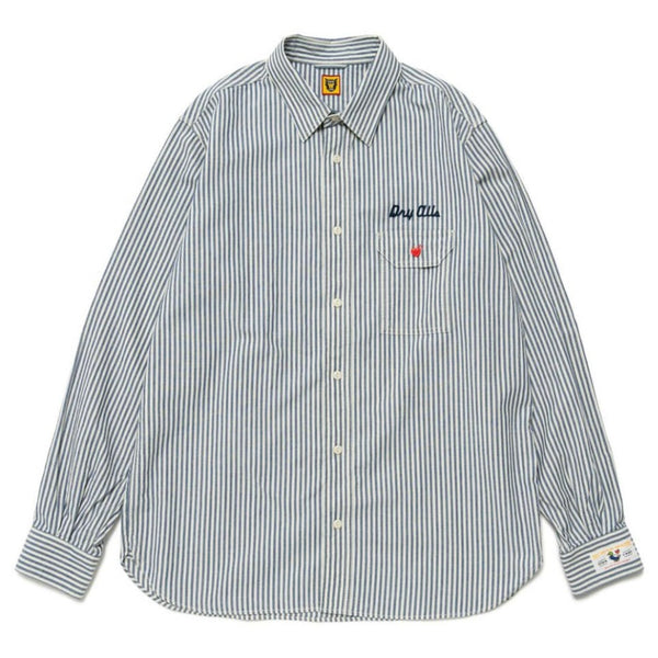 HUMAN MADE 23SS BLUE STRIPED WORK L/S SHIRT(HM25SH001