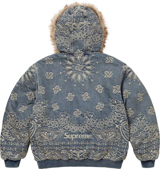 SUPREME 25SS BANDANA JACQUARD DENIM HOODED WORK JACKET