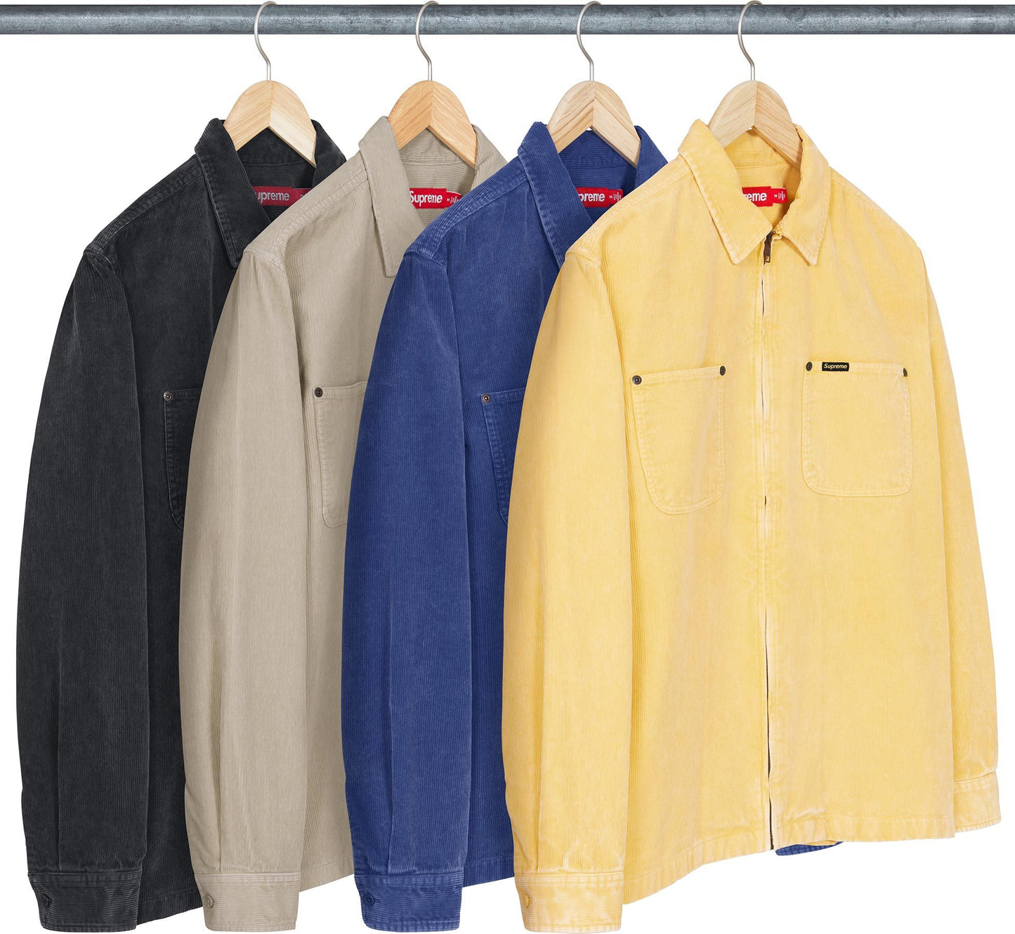 SUPREME 24SS WASHED CORDUROY ZIP UP SHIRT