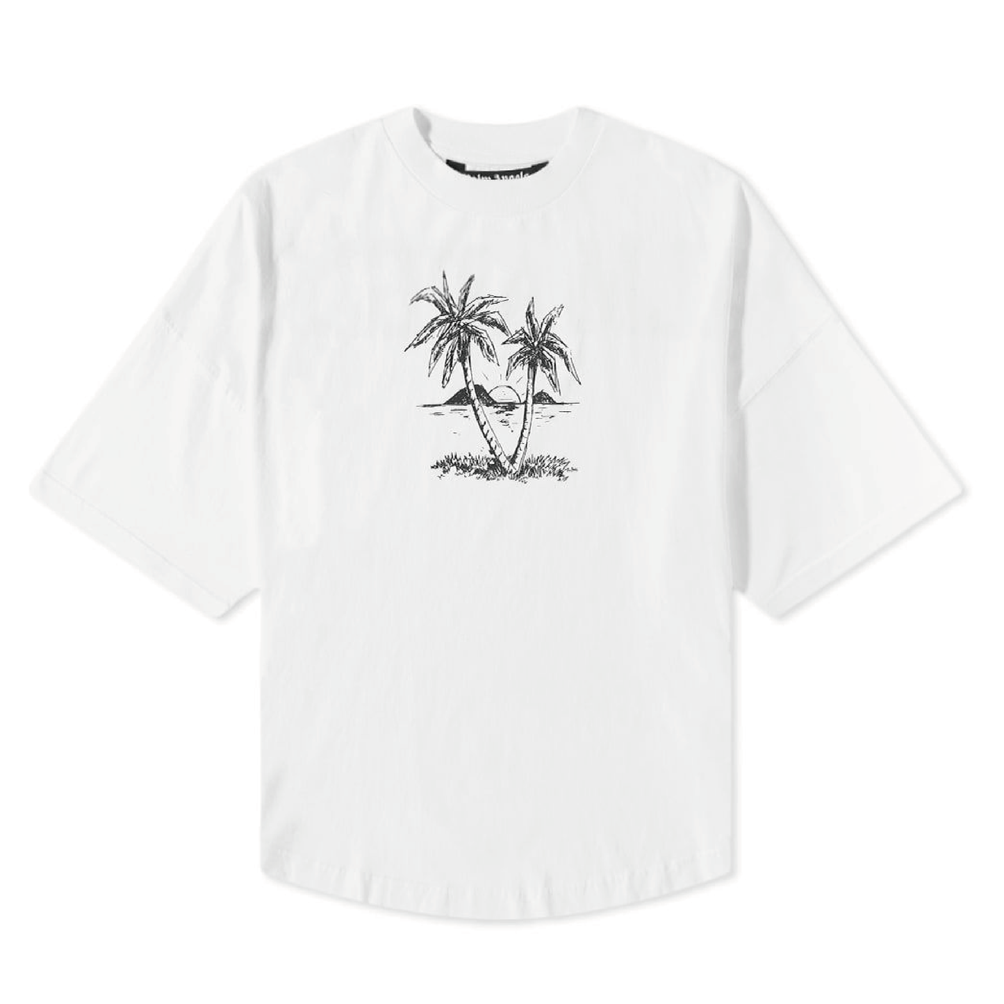 PALM ANGELS 22SS SUNSET PALMS LOGO TEE OPTICAL WHITE
