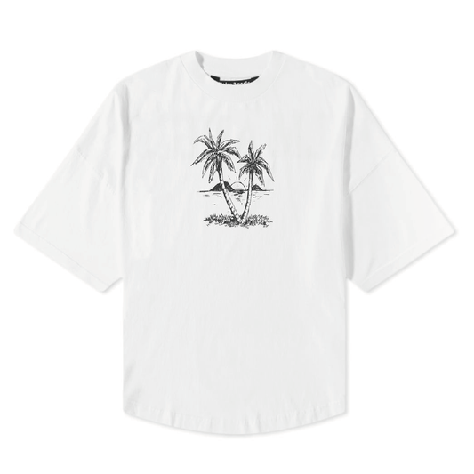 PALM ANGELS 22SS SUNSET PALMS LOGO TEE OPTICAL WHITE