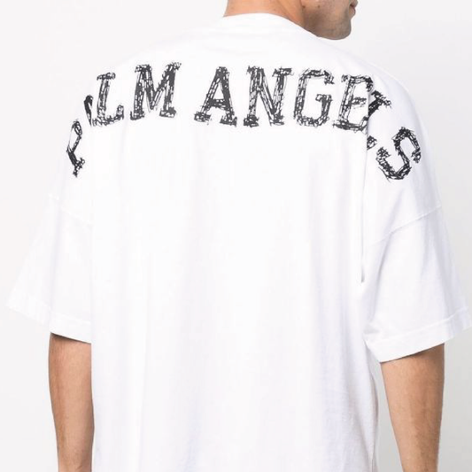 PALM ANGELS 22SS SUNSET PALMS LOGO TEE OPTICAL WHITE