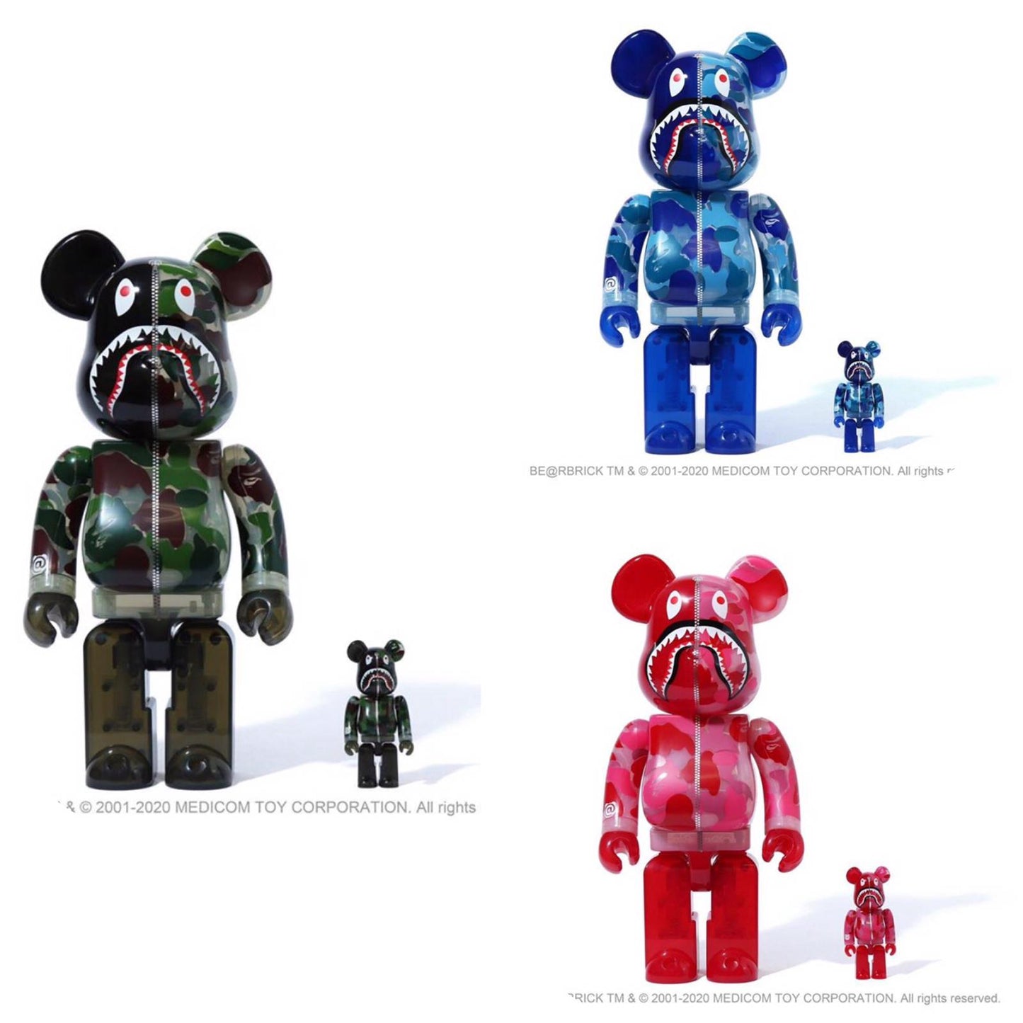 現貨-BE@RBRICK X BAPE ABC CAMO SHARK 2020 400%+100% (SET OF 3) - CONCEPTSTOREHK