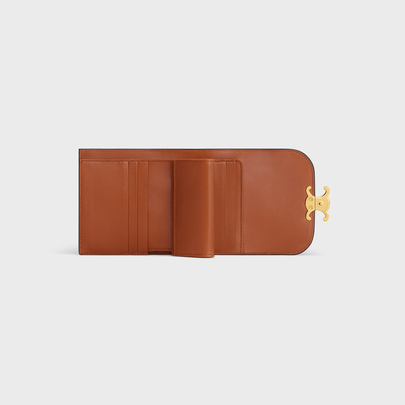 CELINE SMALL FLAP WALLET TRIOMPHE IN TEXTILE AND CALFSKIN