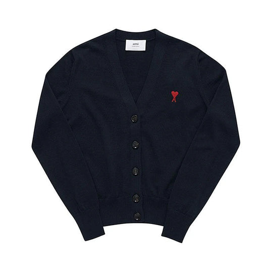 AMI PARIS BLACK WOOL AMI DE COEUR CARDIGAN (BFFKC111)