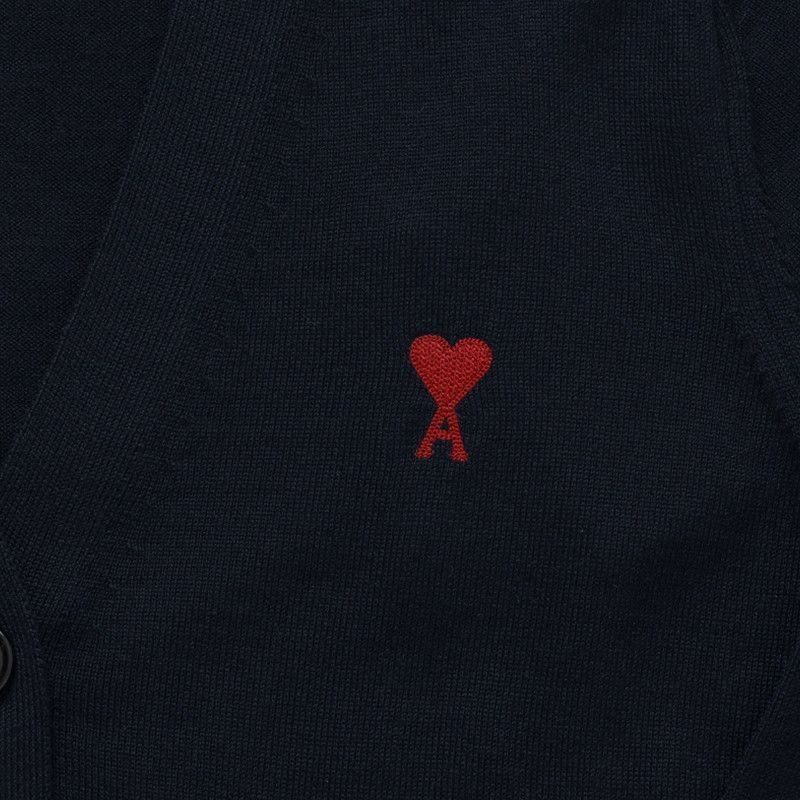 AMI PARIS BLACK WOOL AMI DE COEUR CARDIGAN (BFFKC111)