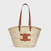 CELINE MEDIUM CELINE CLASSIC PANIER IN PALM LEAVES AND CALFSKIN