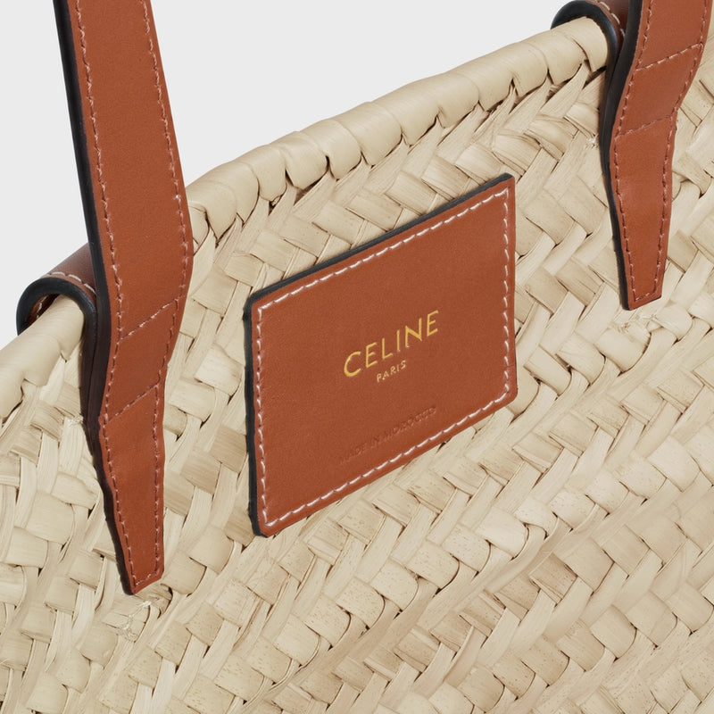 CELINE MEDIUM CELINE CLASSIC PANIER IN PALM LEAVES AND CALFSKIN