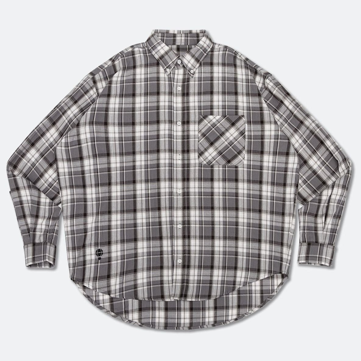 HOOGAH 24SS BALLON OVERSIZE S/S SHIRT-CHECK-BLACK/WHITE