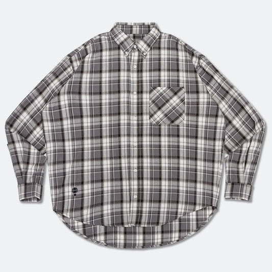 HOOGAH 24SS BALLON OVERSIZE S/S SHIRT-CHECK-BLACK/WHITE