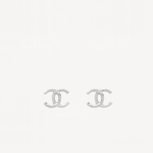 CHANEL CC LOGO EARRINGS SILVER(ABH288)