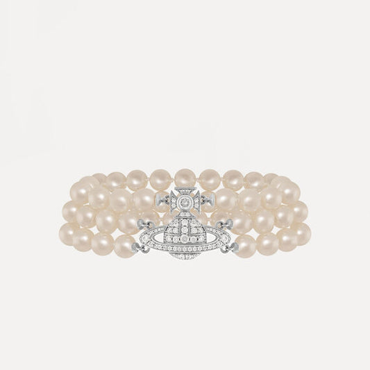 VIVIENNE WESTWOOD GRAZIELLA THREE ROW PEARL BRACELET(6103006L-02P132)