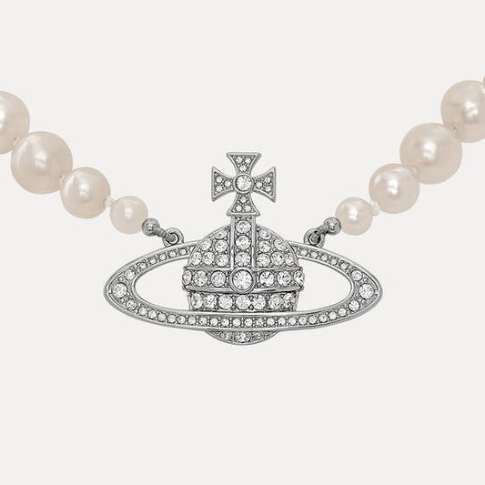 VIVIENNE WESTWOOD ONE ROW BAS RELIEF PEARL NECKLACE(63010106-02P104)