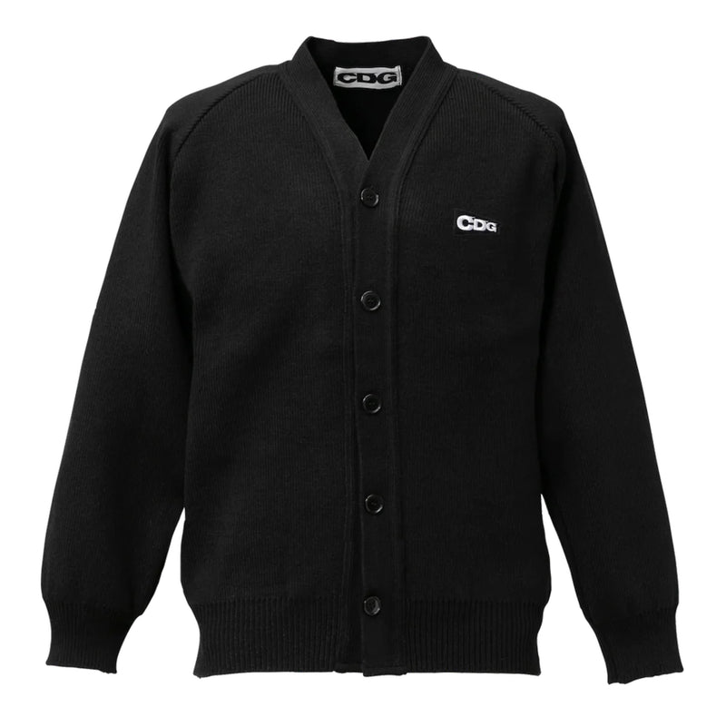 COMME DES GARCONS CDG CDG PATCH V-NECK SCHOOL CARDIGAN