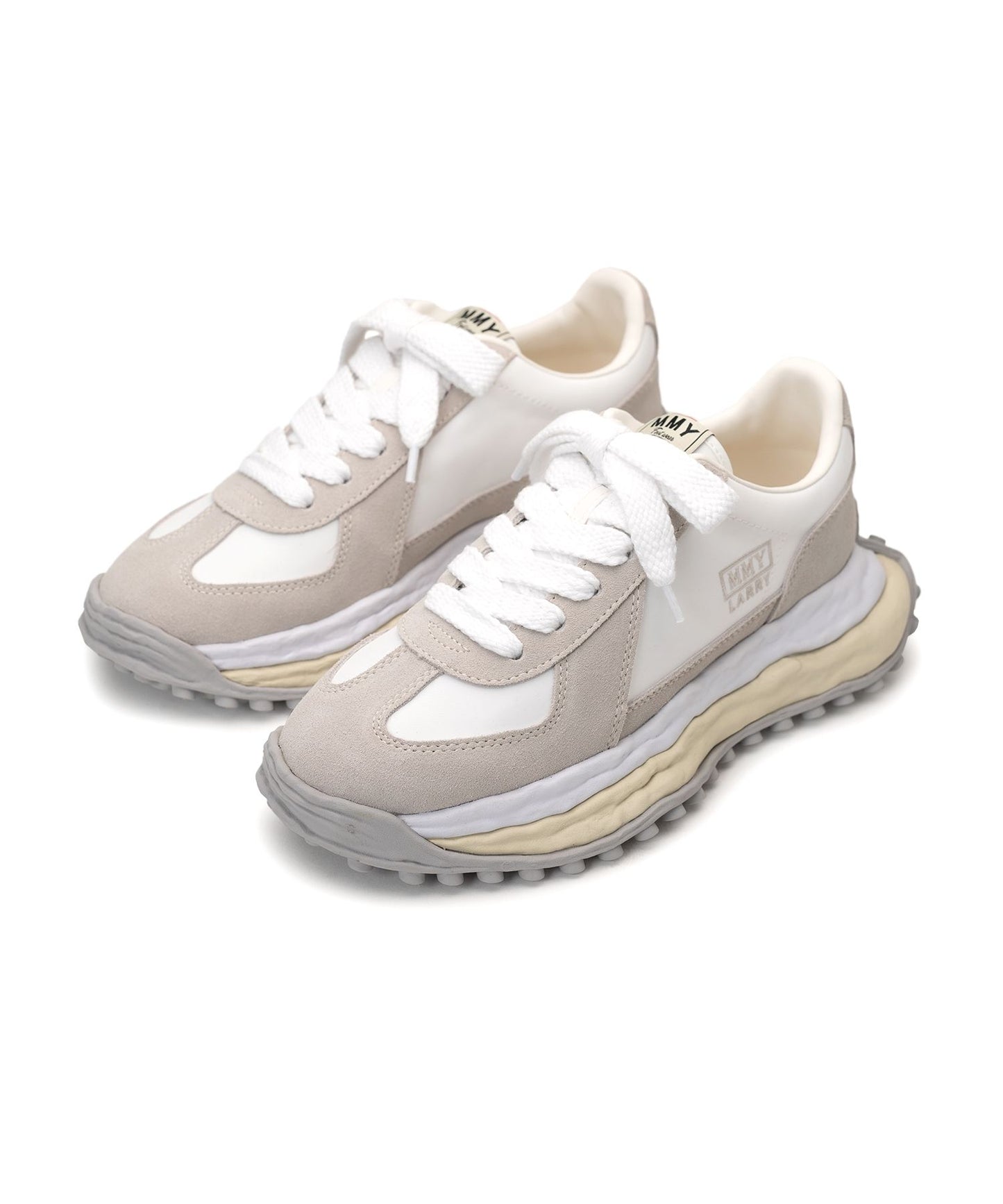 (A14FW703) MAISON MIHARA YASUHIRO "LARRY" OG SOLE MIX MATERIAL LOW SNEAKER WHITE