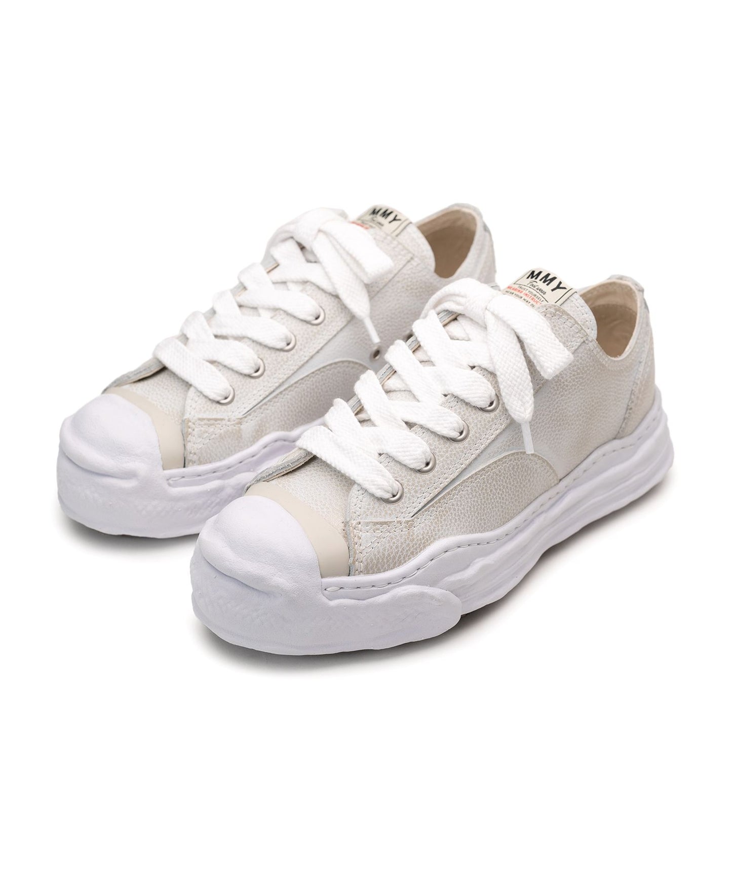 (A14FW743) MAISON MIHARA YASUHIRO "HANK" OG SOLE BRUSHED SHRINK LEATHER LOW SNEAKER WHITE