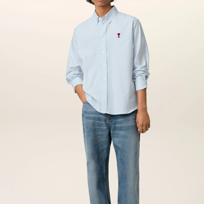 AMI PARIS BLUE BOTTON DOWN AMI DE COEUR SHIRT