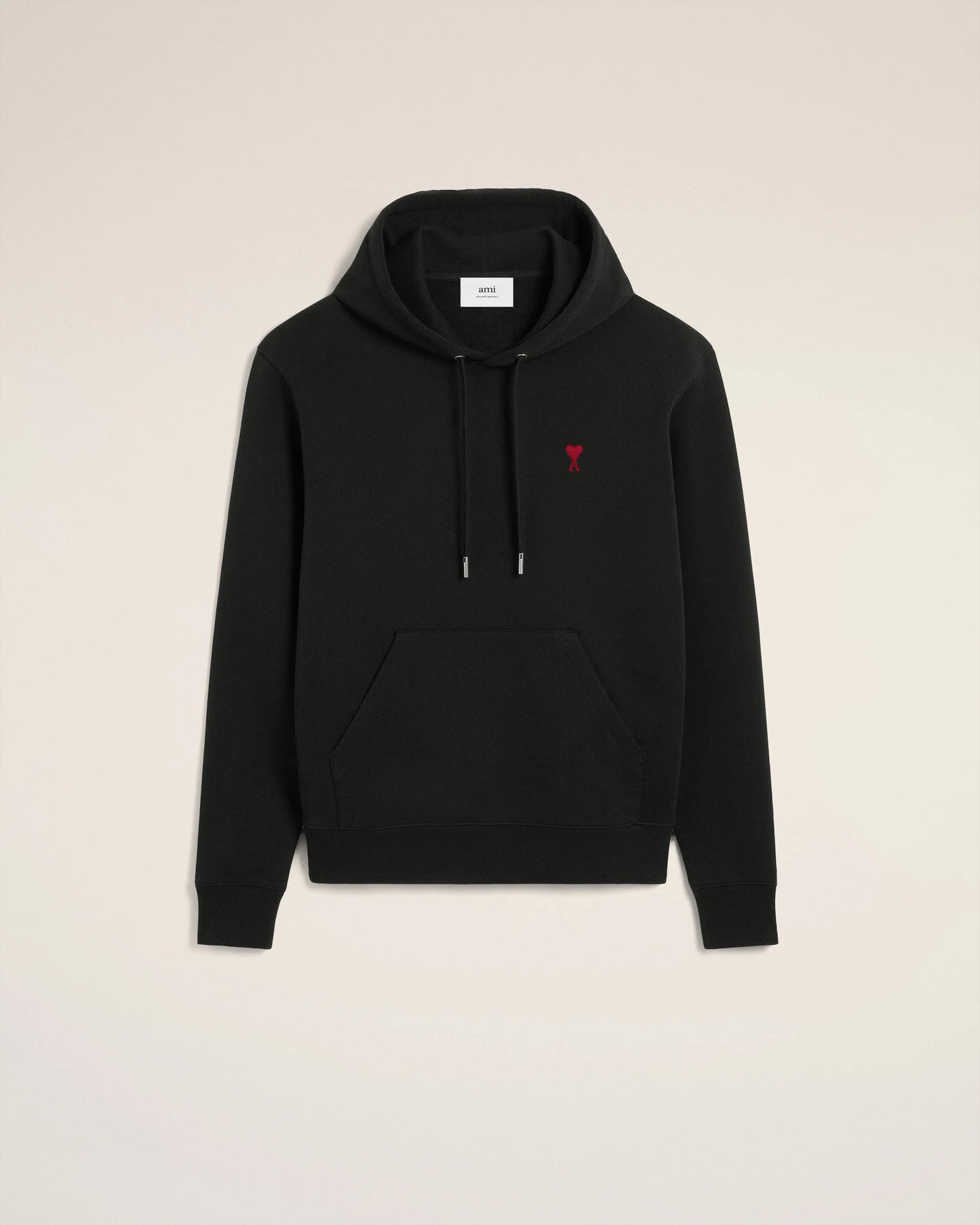 AMI PARIS BLACK COTTON AMI DE COEUR HOODIE (BFUSW235.730)