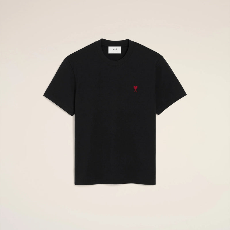 AMI PARIS BLACK COTTON AMI DE COEUR TEE