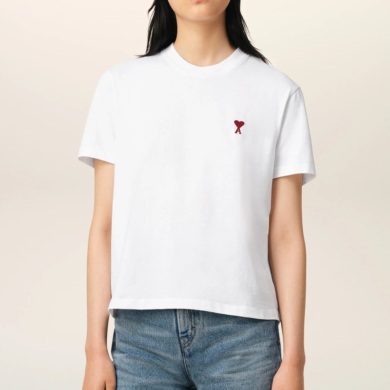 AMI PARIS WHITE COTTON AMI DE COEUR TEE