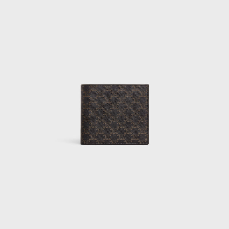 CELINE BI-FOLD WALLET WITH COIN COMPARTMENT IN TRIOMPHE CANVAS BLACK