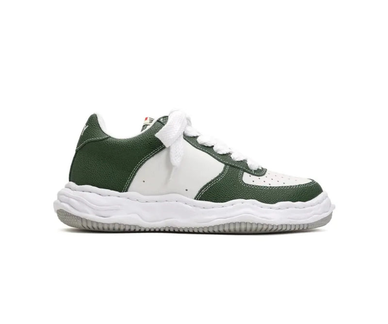 (A11FW712)MAISON MIHARA YASUHIRO "WAYNE" OG SOLE EMBOSSED LEATHER LOW TOP SNEAKER GREEN/WHITE