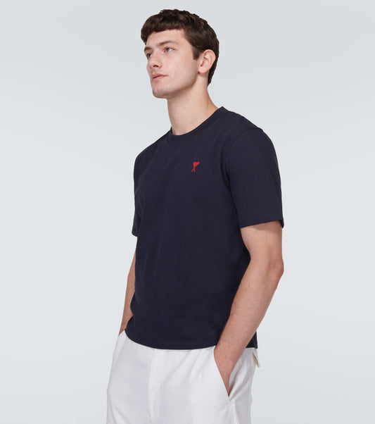 AMI PARIS BLUE COTTON AMI DE COEUR TEE