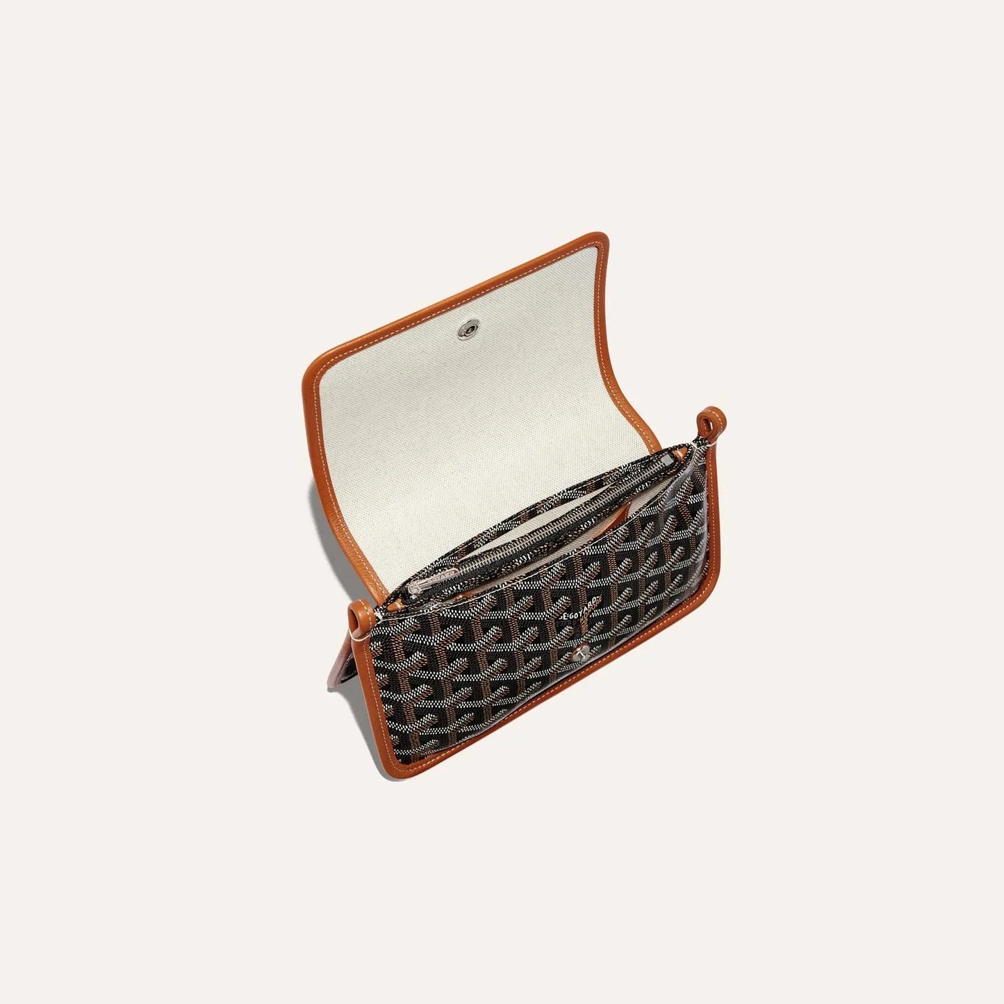 GOYARD PLUMET POUCH-WALLET (BLACK/TAN)