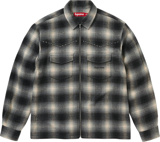 [PREORDER] SUPREME 25FW STUDDED SHADOW PLAID ZIP UP SHIRT