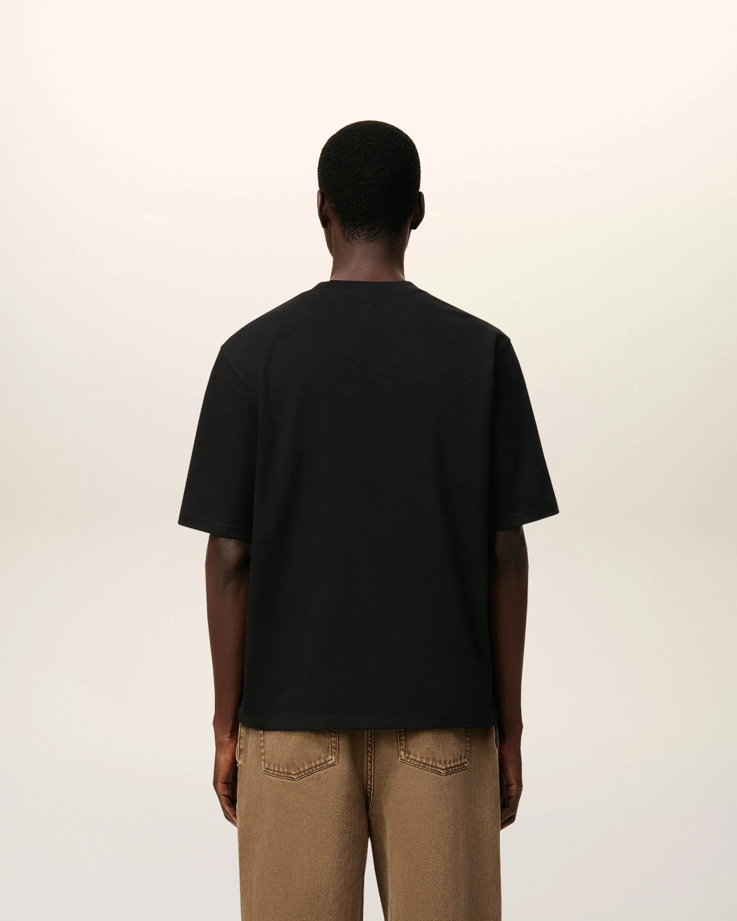 AMI PARIS BLACK COTTON AMI DE COEUR T-SHIRT (UTS352.726)