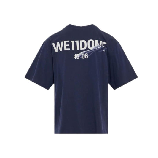 WE11DONE NAVY WAVE LOGO TEE