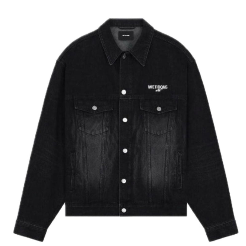 WE11DONE BLACK 1506 LOGO LOOSE FIT DENIM JACKET