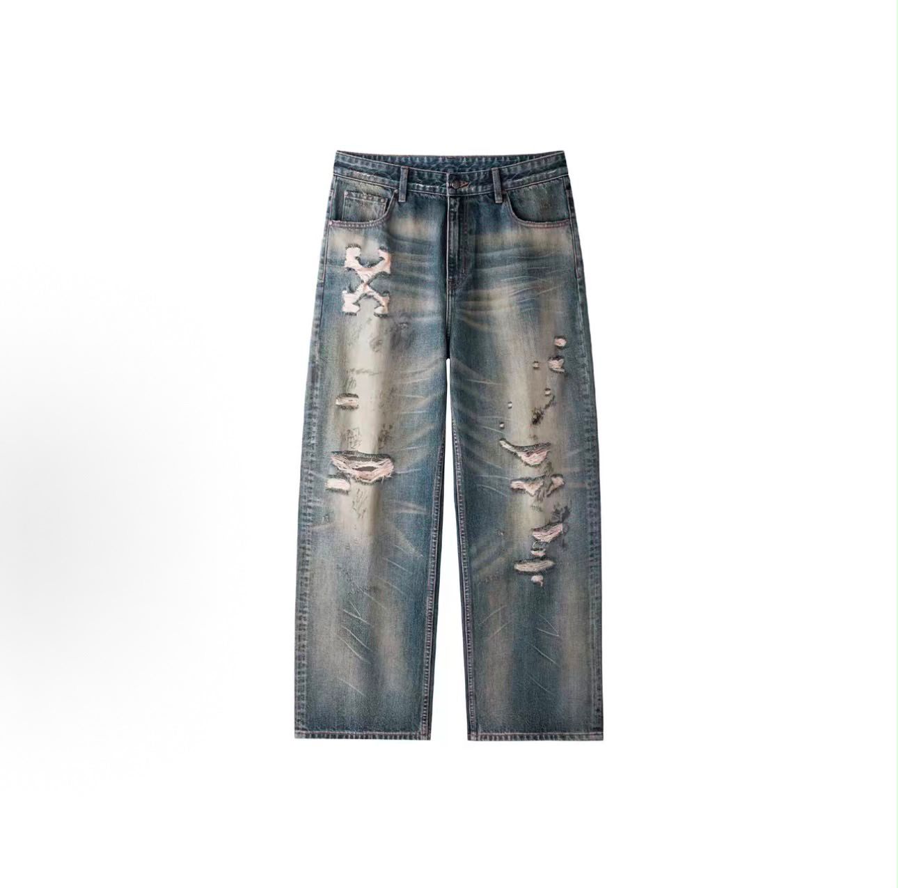[PREORDER] OFF WHITE 26SS RETRO WASHED DISTRESSED ARROW HEAVYV DUTY RIPPED JEANS