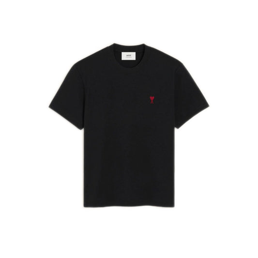 AMI PARIS BLACK COTTON AMI DE COEUR TEE
