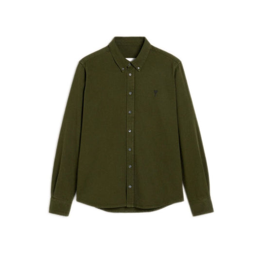 AMI PARIS GREEN COTTON BUTTON DOWN AME DE COEUR SHIRT